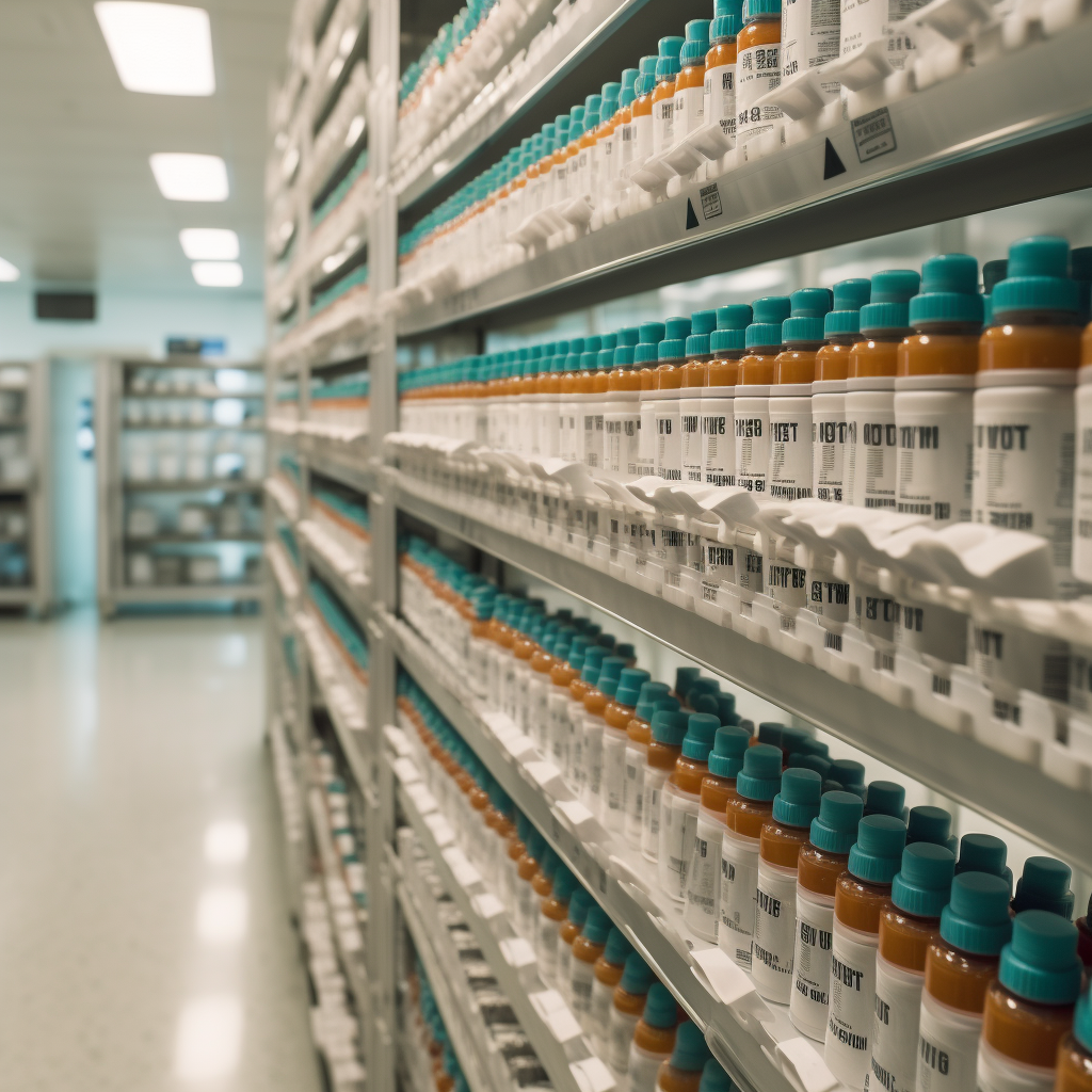 shelves of medicine bottles