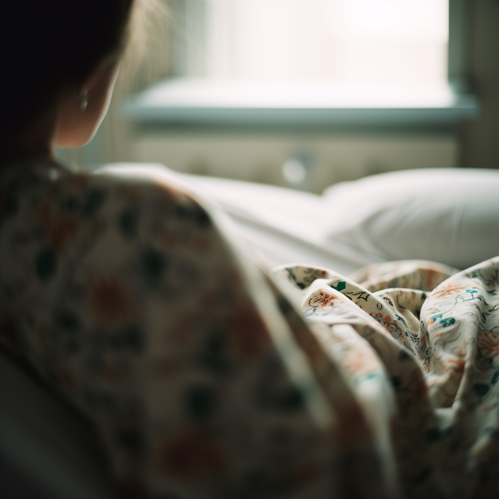 person sitting in a hospital bed