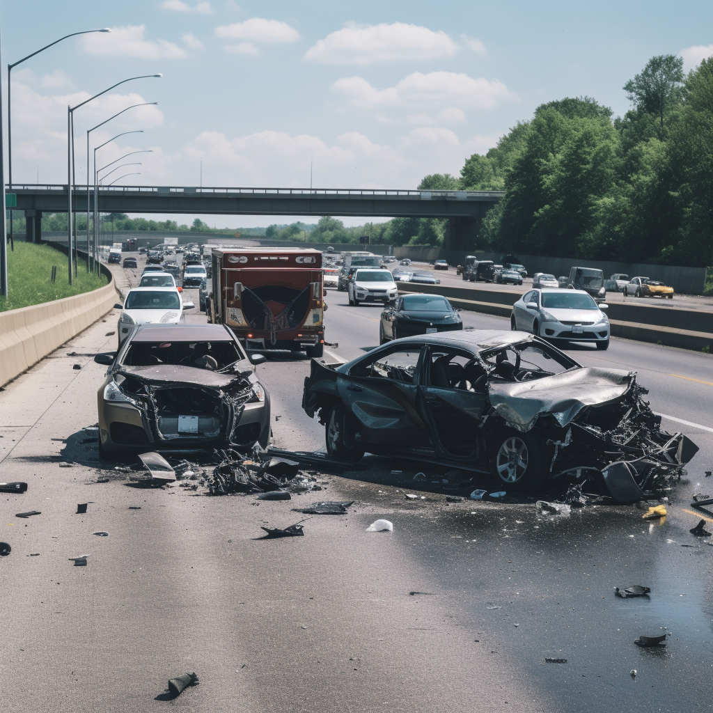 car wreck on a highway