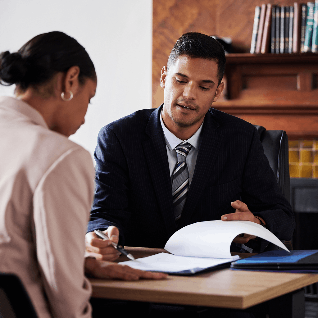 Attorney meeting with client