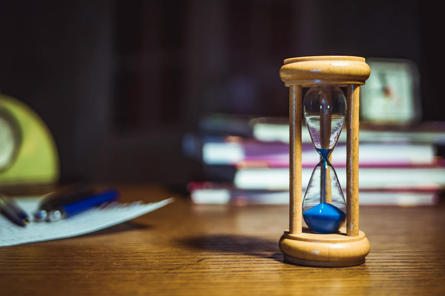 hourglass on table