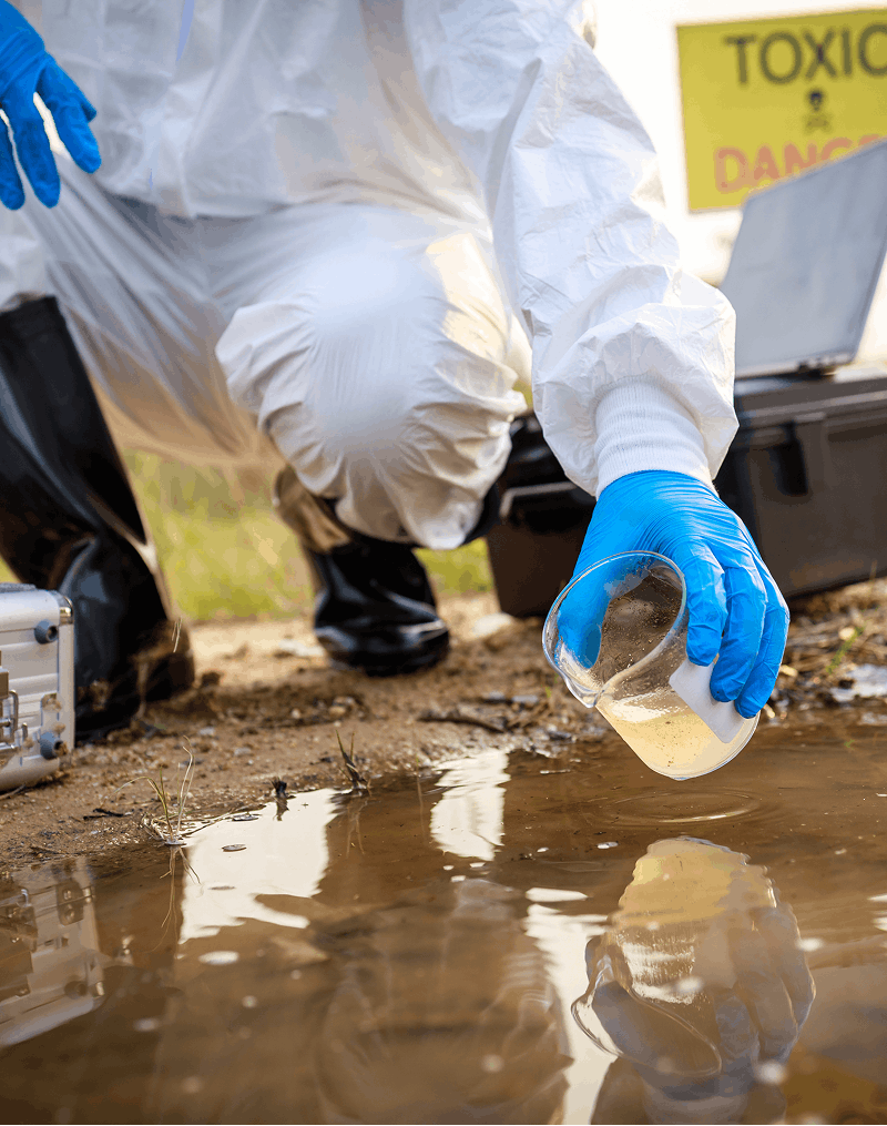 scientist testing contaminated water supply